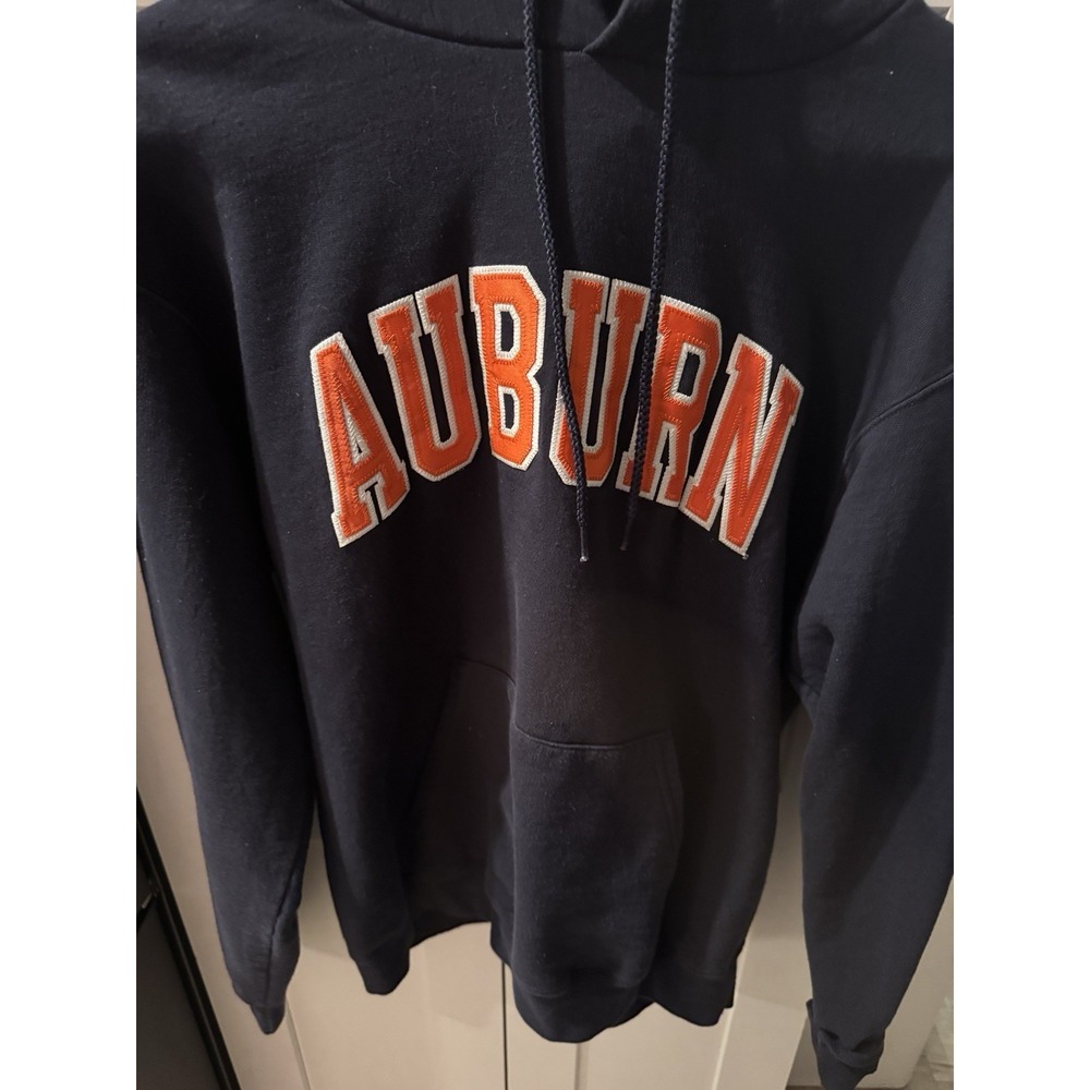 Auburn Tigers Hoodie Mens Large Champion Embroidered War Eagle NCAA Navy L - Picture 2 of 3